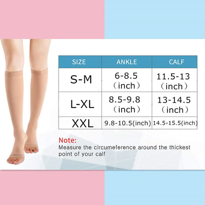 Chaussettes de Compression S-XXL médicales pour prévenir les varices, tuyau de soutien sans orteils pour femmes et hommes, 1 paire