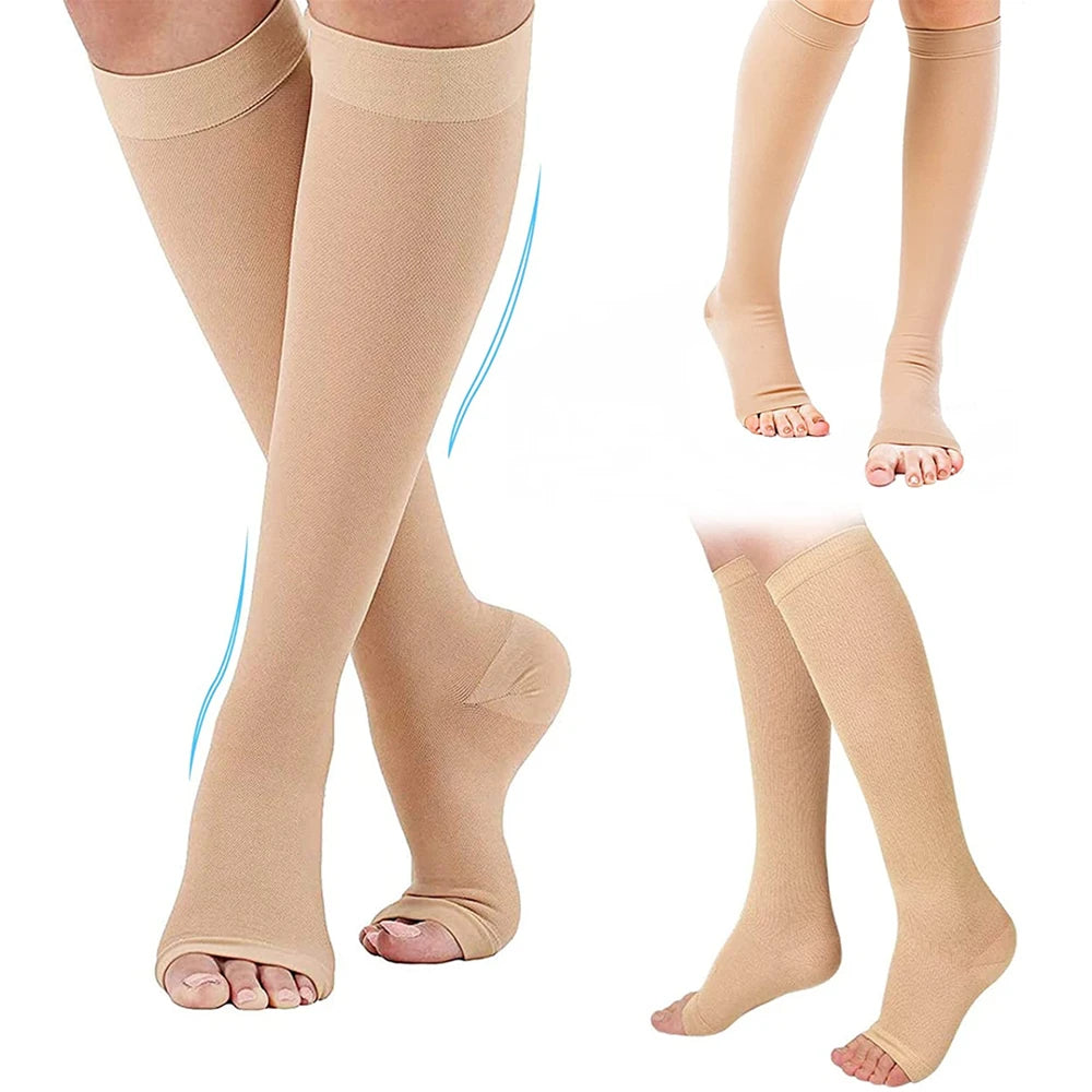 Chaussettes de Compression S-XXL médicales pour prévenir les varices, tuyau de soutien sans orteils pour femmes et hommes, 1 paire